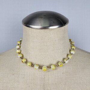 Vintage Yellow Glass Beaded Collar Necklace